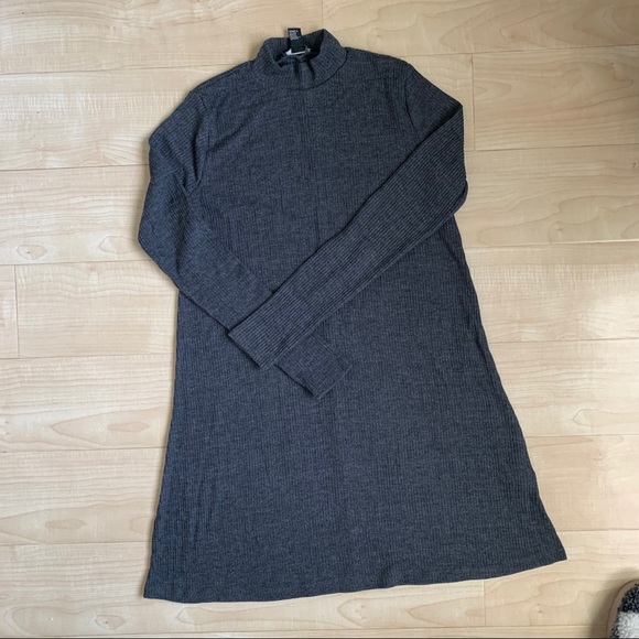 Grey Ribbed Sweater Dress - Picture 3 of 4